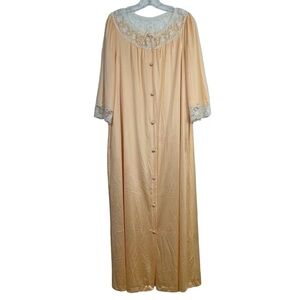 Vintage Satin Lace Gown | 70s Boudoir Nightgown | JCPenney Size M